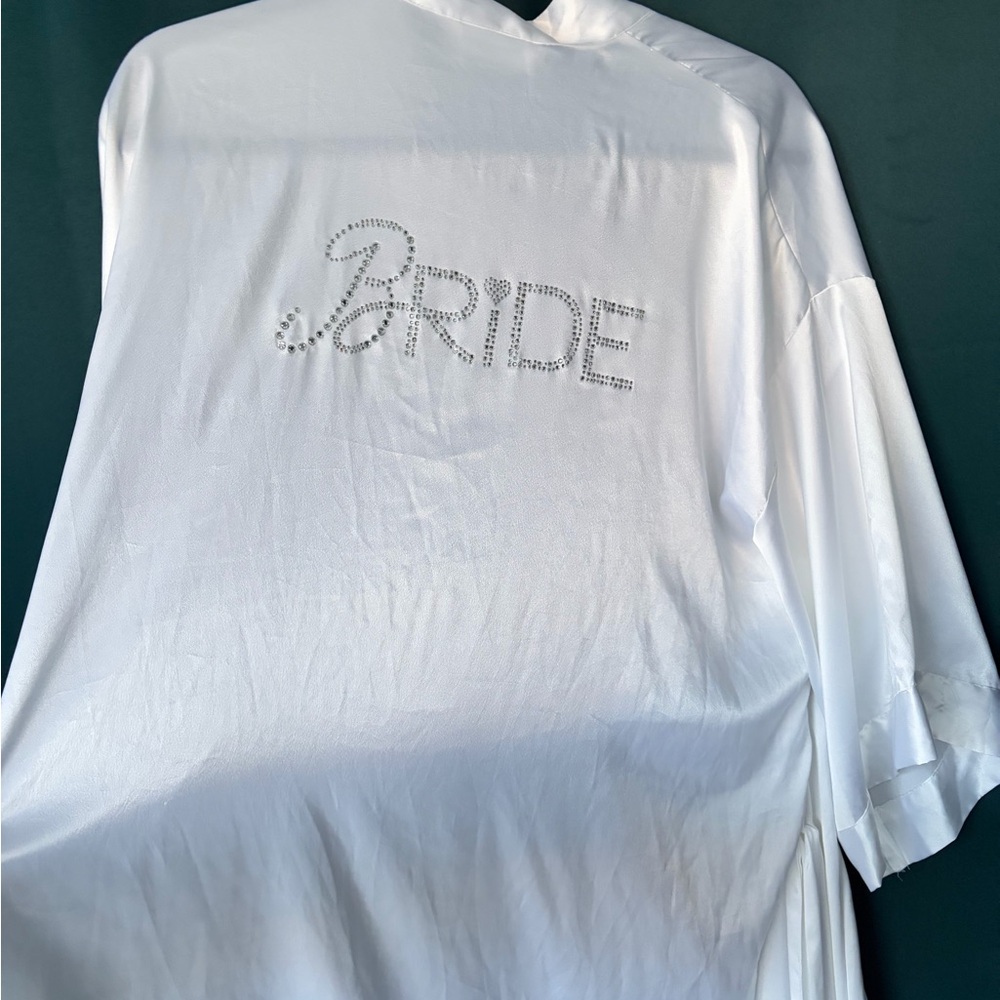Victoria's Secret White Satin 'BRIDE' Rhinestone Robe - Picture 7 of 7